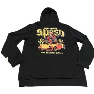 Retrofit Black Hoodie with Vibrant Maximum Speed Graphic XXL Mens NWT